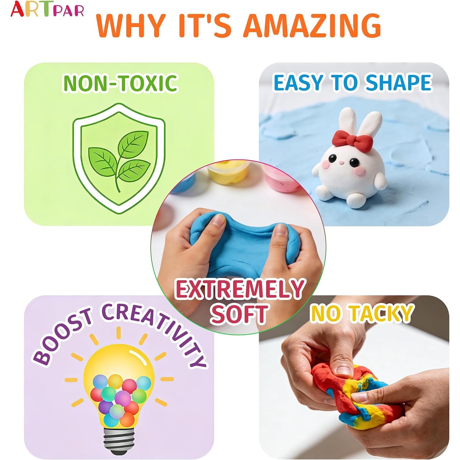 Air Dry Clay Kit, 56 Colours, detail view